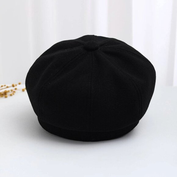 Minimalist Newsboy Baker Boy Cap Black - Picture 4 of 6